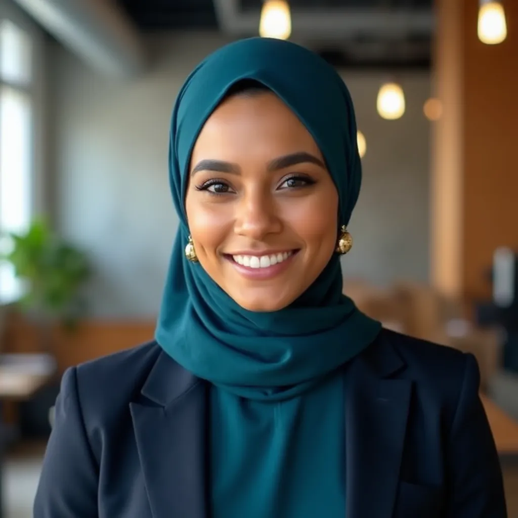 Photo LinkedIn hijab qualité studio